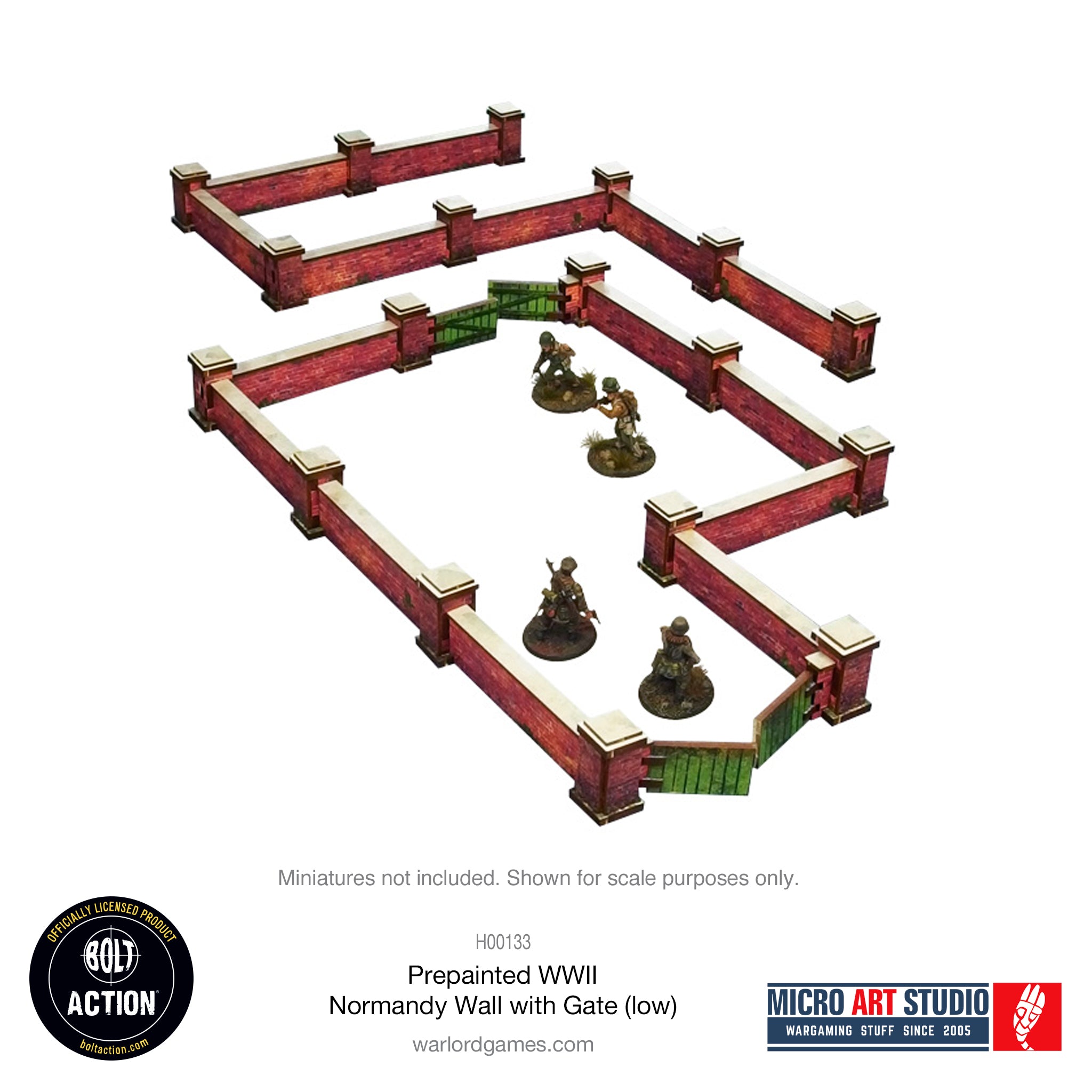 Pre-painted WW2 Normandy Walls with Gate (low) – Warlord Games (Trade)