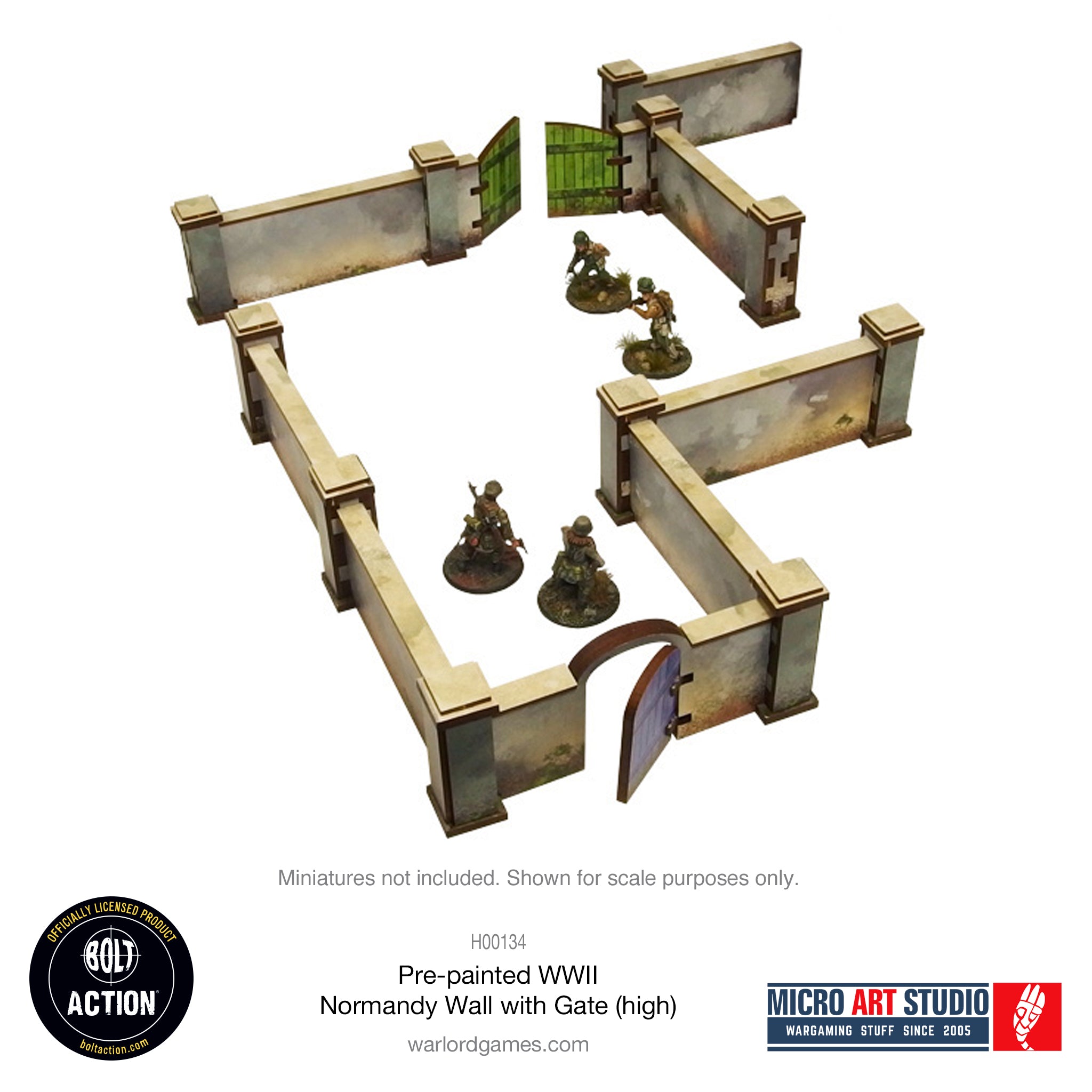 Pre-painted WW2 Normandy Walls with Gate (high) – Warlord Games (Trade)